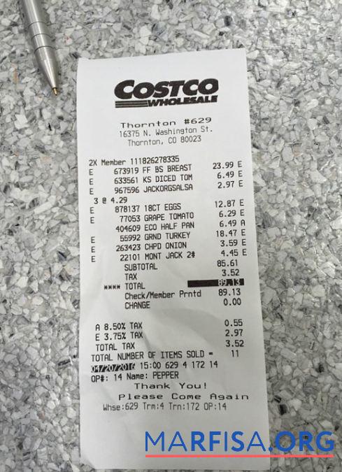 Downloadable Costco wholesale payment check template